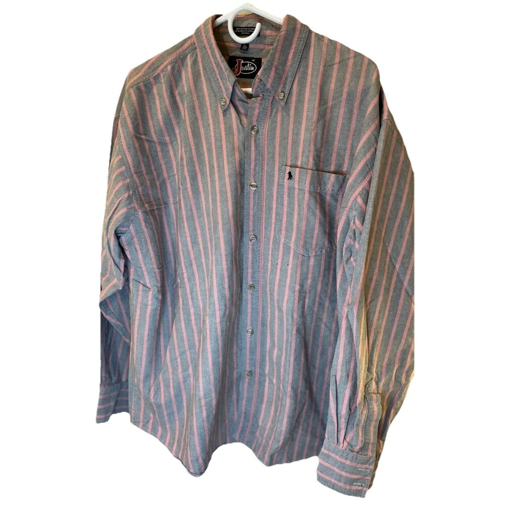 Men's Justin 100% Cotton Long Sleeve Button Down Shirt - Size XL
